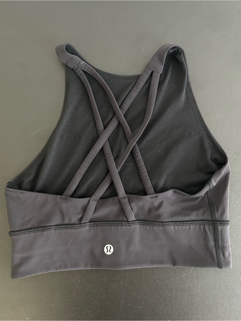 LULULEMON Size 6 Black Sport Bra High Neck Criss Cross Back - Picture 2 of 6